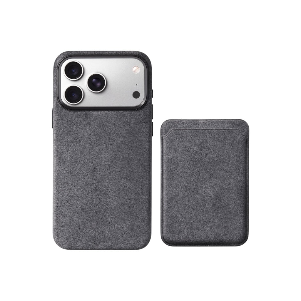 iPhone Alcantara Skal och Korthållare med MagSafe – Nardo Gray