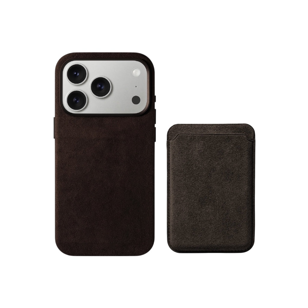 iPhone Alcantara Skal och Korthållare med MagSafe – Brown